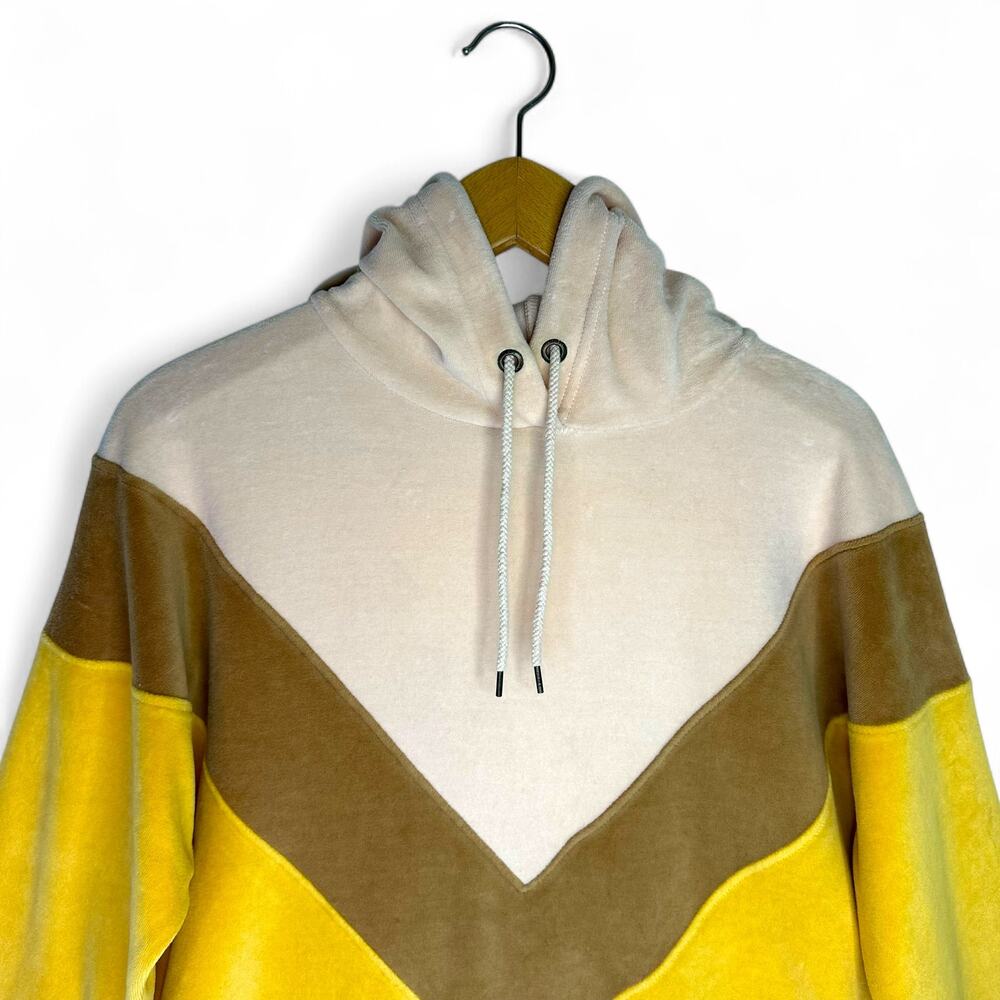 Roxy Women's Chasing Waves Velour Hoodie Size M Golden Glow Yellow Pink Tan V - Picture 3 of 15